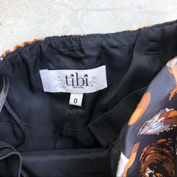 Tibi Dress Silk Strapless Floral Print Black Sweetheart Neckline 0 - Picture 3 of 7